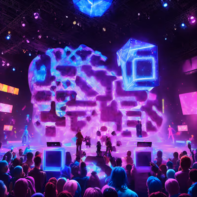 Holographic Concert Crowd Neon QR Code for Posters — image 1