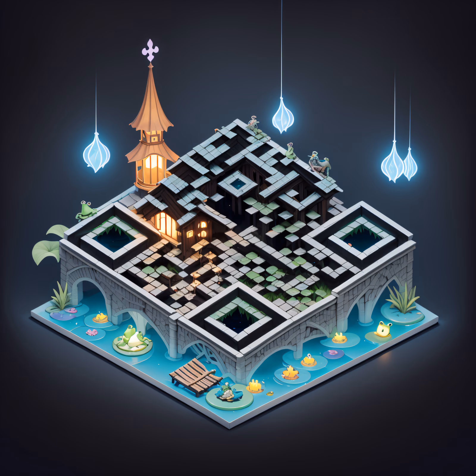 Болотная ведьма: изометрическая диорама QR-код для постеров — изображение 1