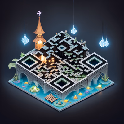 Болотная ведьма: изометрическая диорама QR-код для постеров — изображение 1