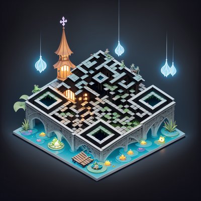 Swamp Witch Isometric Diorama QR Code for Posters