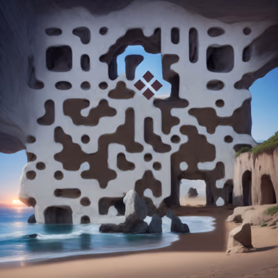 Sea Cave Beach Sunset 3D QR Code Art — image 1
