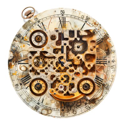 Steampunk Pocket Watch Gears QR Code for Stickers