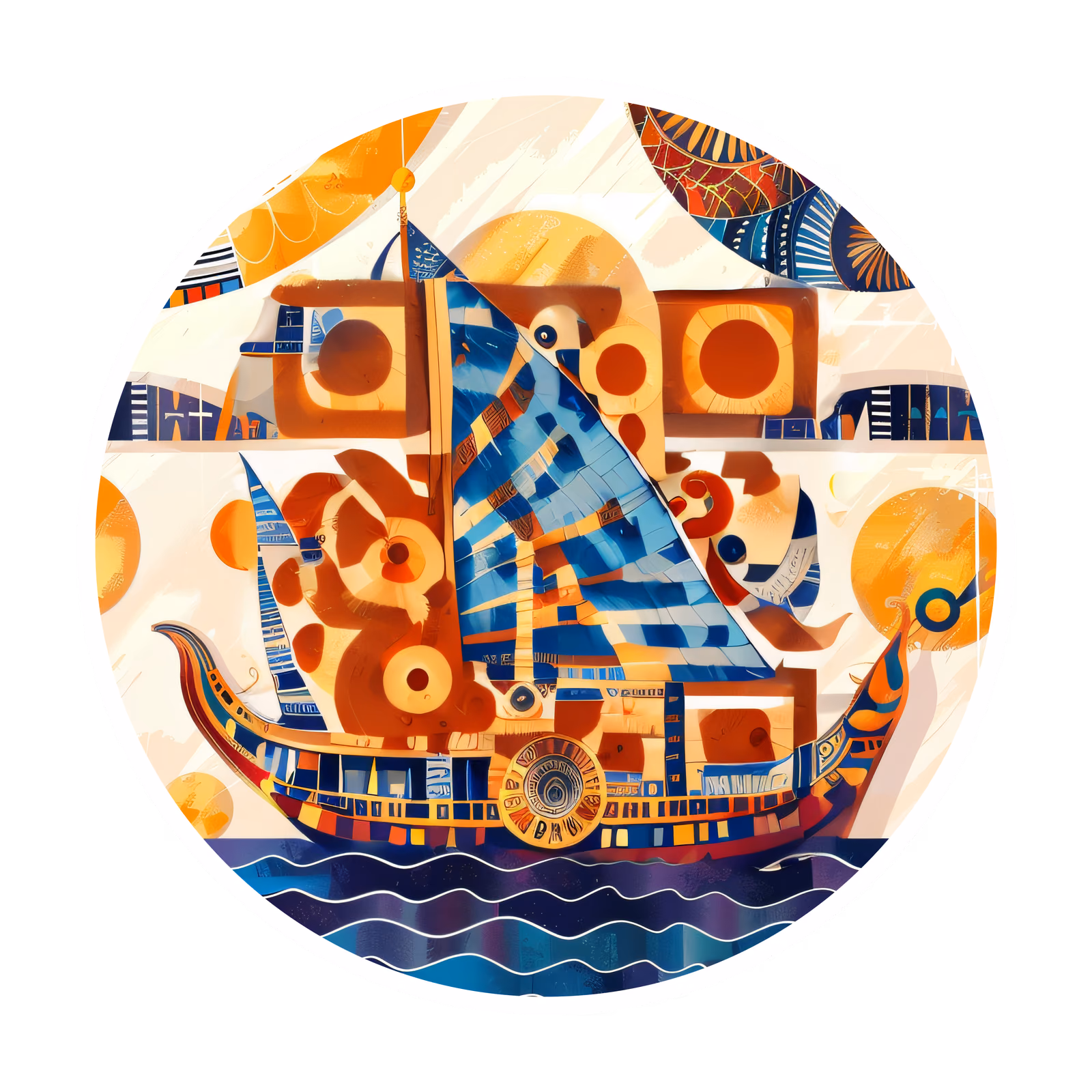 Ancient Egyptian Ship Vector QR Code for Stickers — image 1