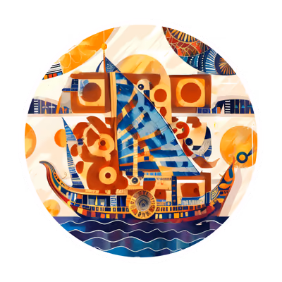 Ancient Egyptian Ship Vector QR Code for Stickers — image 1