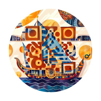 Ancient Egyptian Ship Vector QR Code for Stickers