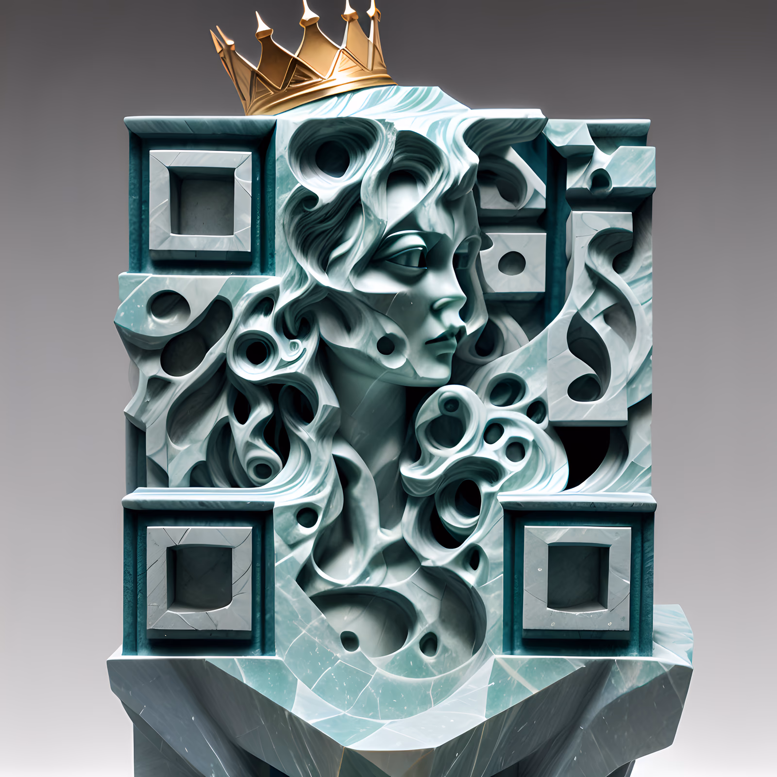 Marble Woman Relief Sculpture QR Code Art — image 1