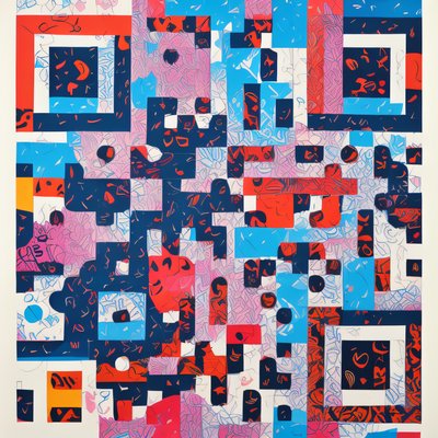 Abstract Color Block Pattern QR Code Art