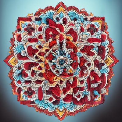 Red Floral Mandala Ornamental QR Code Art