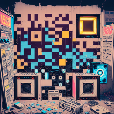 Retro Boombox Wall Illustration QR Code for Posters — image 1