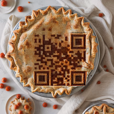 Baked Pie Crust Photorealistic QR Code for Restaurant Menus — image 1