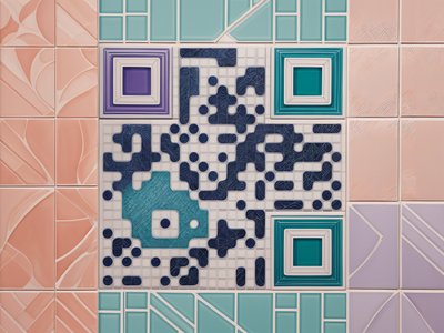 Pastel Ceramic Tile Mosaic QR Code Art