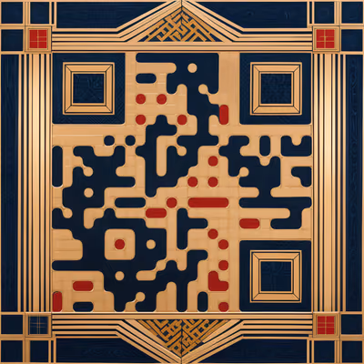 Gold Indigo Tile Pattern QR Code Art — image 1