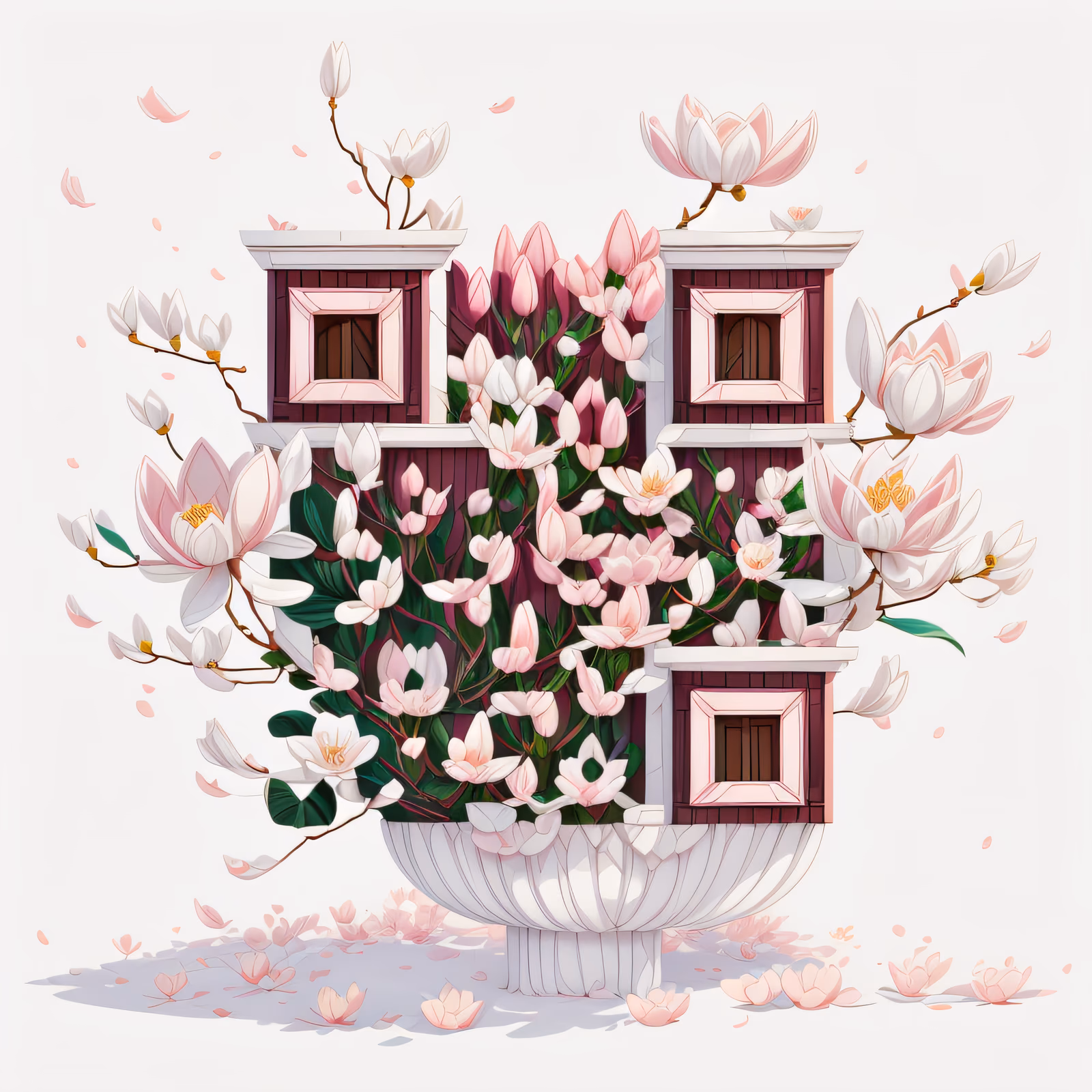 Pink Magnolia Urn Game Art QR Code Art — image 1