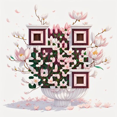 Pink Magnolia Urn Game Art QR Code Art