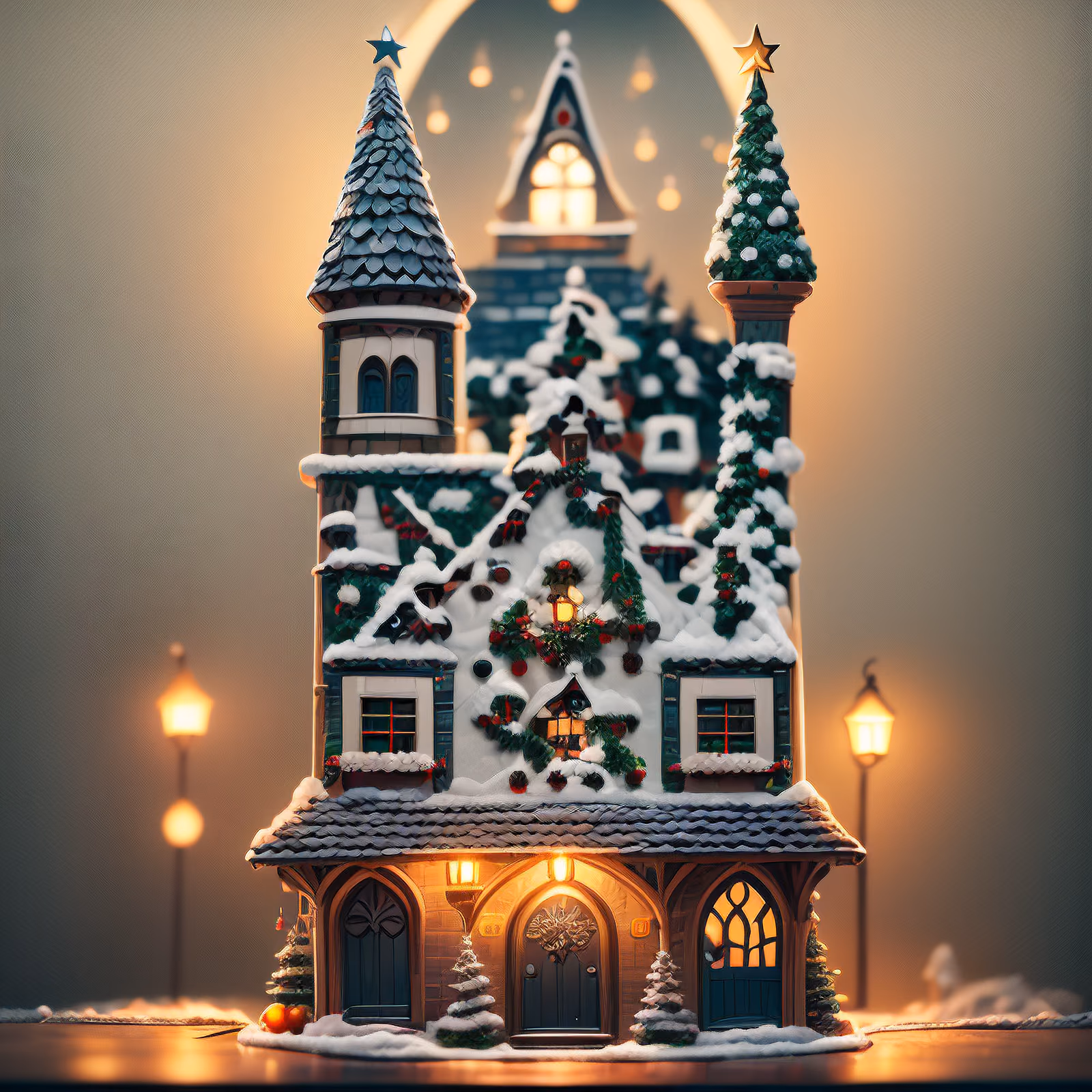Готический рождественский домик 3D: QR-код для открыток — изображение 1