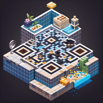 Isometric Kitchen Cauldron 3D QR Code Art — image 1