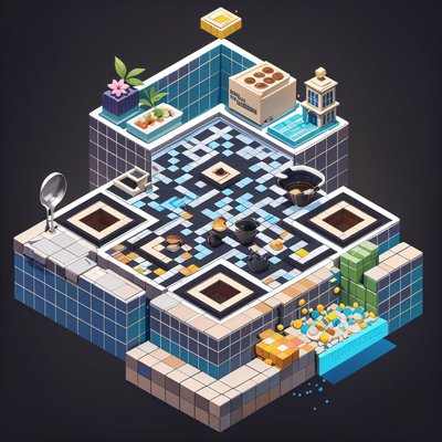 Isometric Kitchen Cauldron 3D QR Code Art