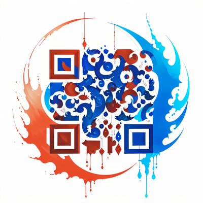 QR-код в виде полумесяца из стекающей краски для временных татуировок