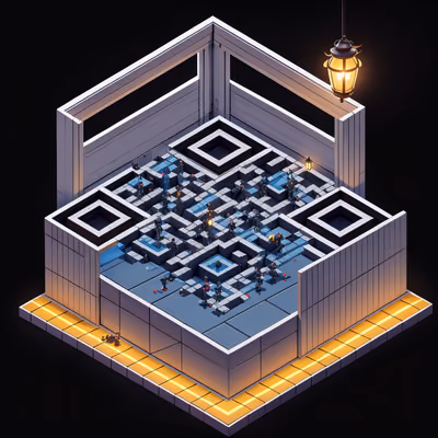 Изометрическое додзё ниндзя: 3D QR-код для постеров — изображение 1