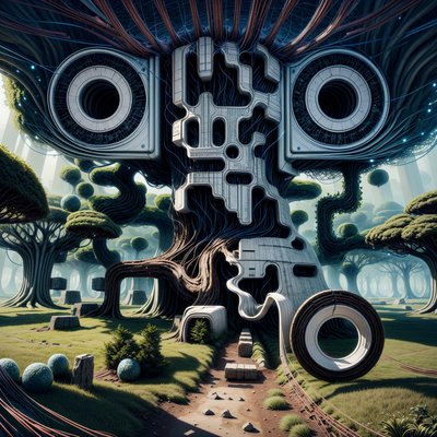 Server Tree Monolith Surreal QR Code for Posters