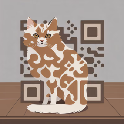 Patched Long Haired Cat Vector QR Code for Posters — image 1