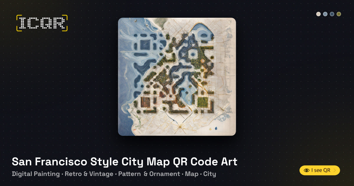San Francisco Style City Map QR Code Art • ICQR