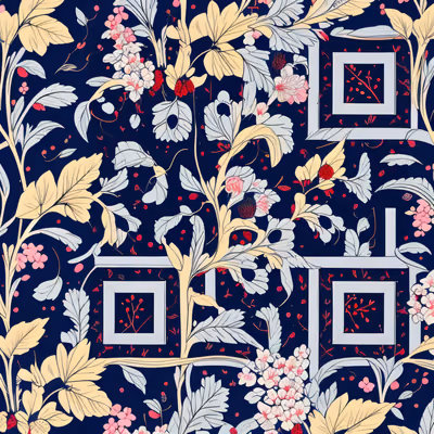 Navy Leaf and Berry Floral QR Code Art — image 1