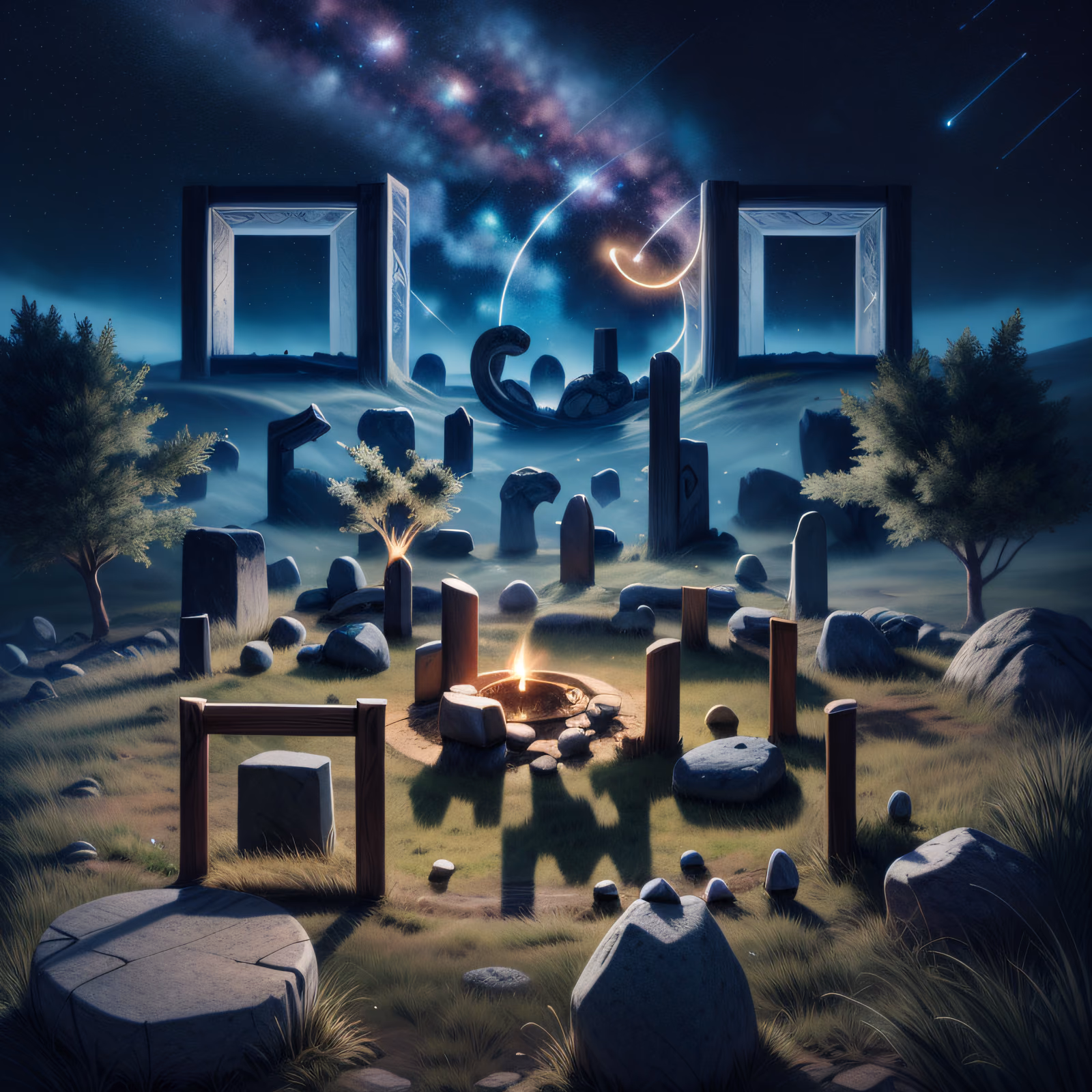 星空立石奇幻二维码艺术,适用于海报 — 图片 1