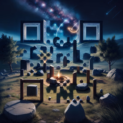 星空立石奇幻二维码艺术,适用于海报 — 图片 1