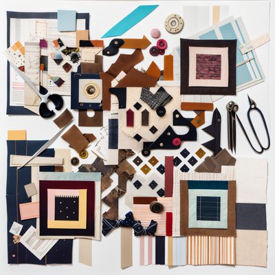 Sewing Supplies Fabric Collage QR Code for Packaging