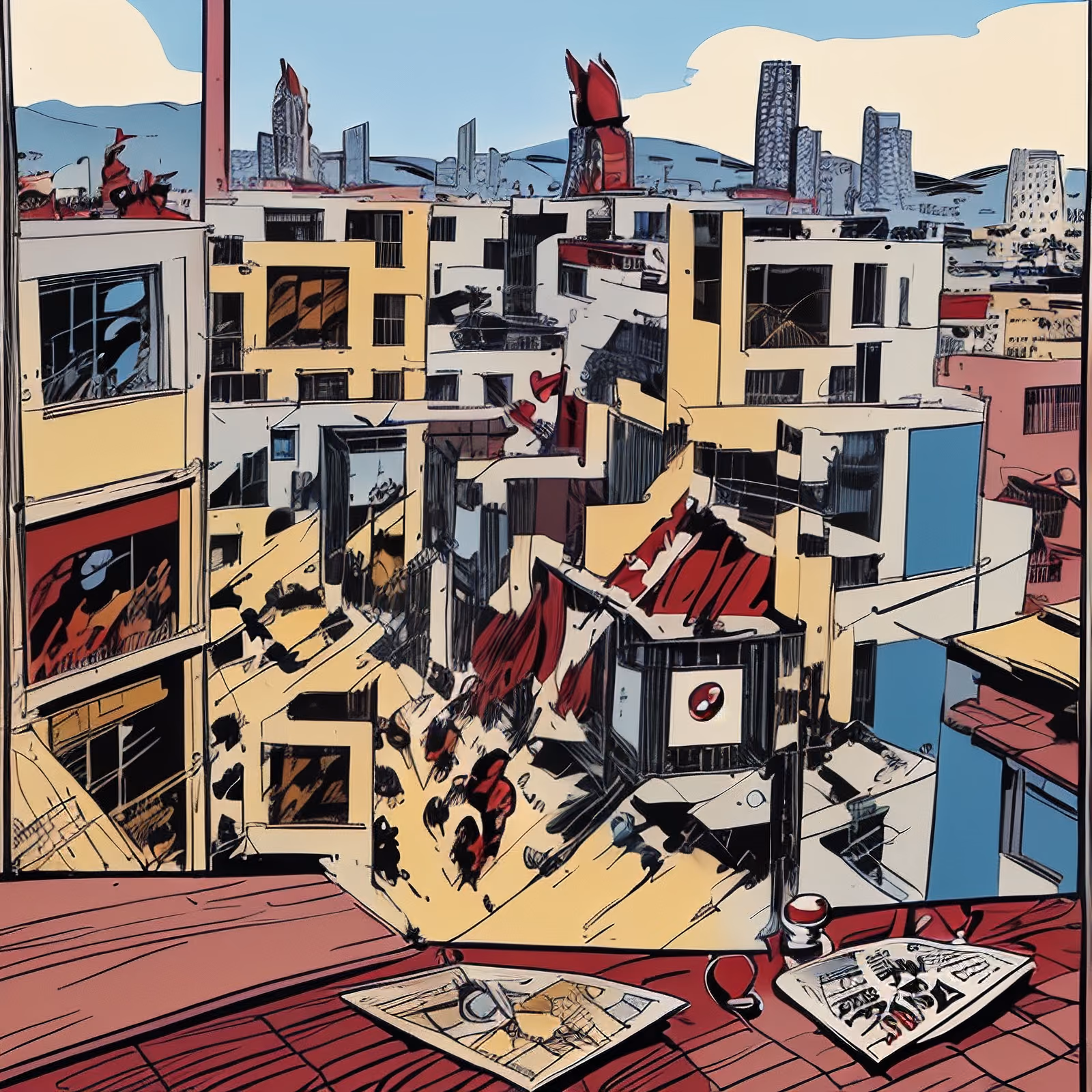 Comic Book Rooftop Cityscape QR Code for Posters — image 1
