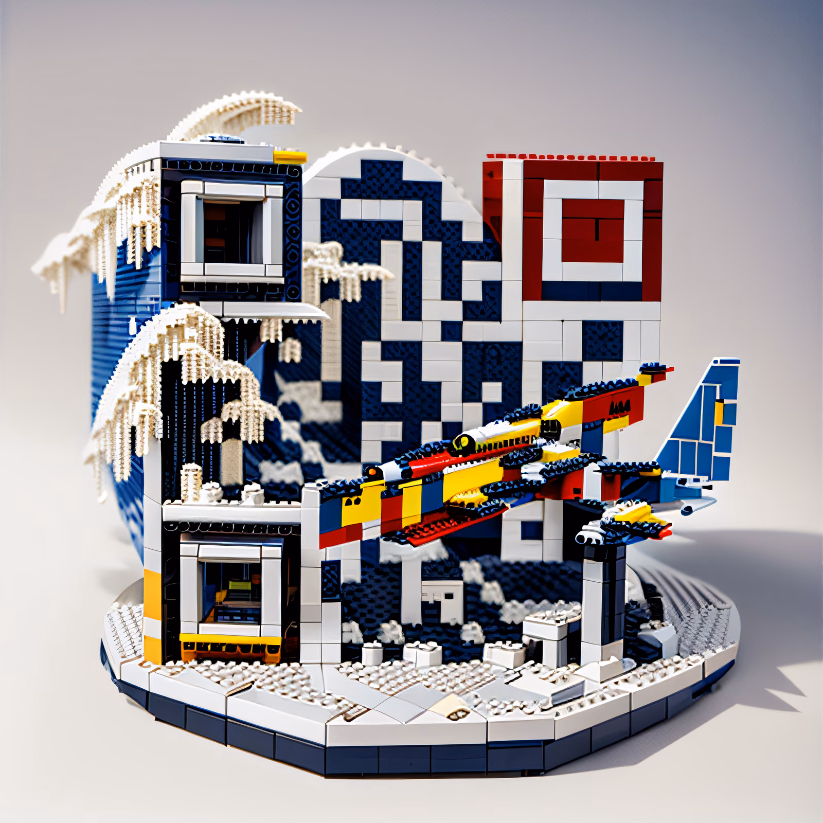 Brick Wave Jet Diorama QR Code Art — image 1