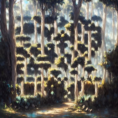 Sunlit Forest Matte Painting QR Code Art — image 1