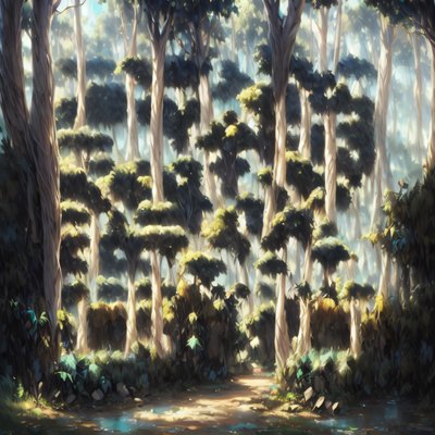 Sunlit Forest Matte Painting QR Code Art
