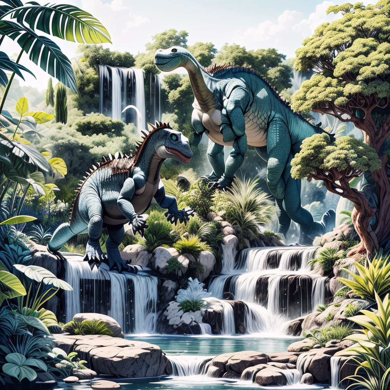 Jungle Waterfall Dinosaurs Digital Painting QR Code for Posters — image 1