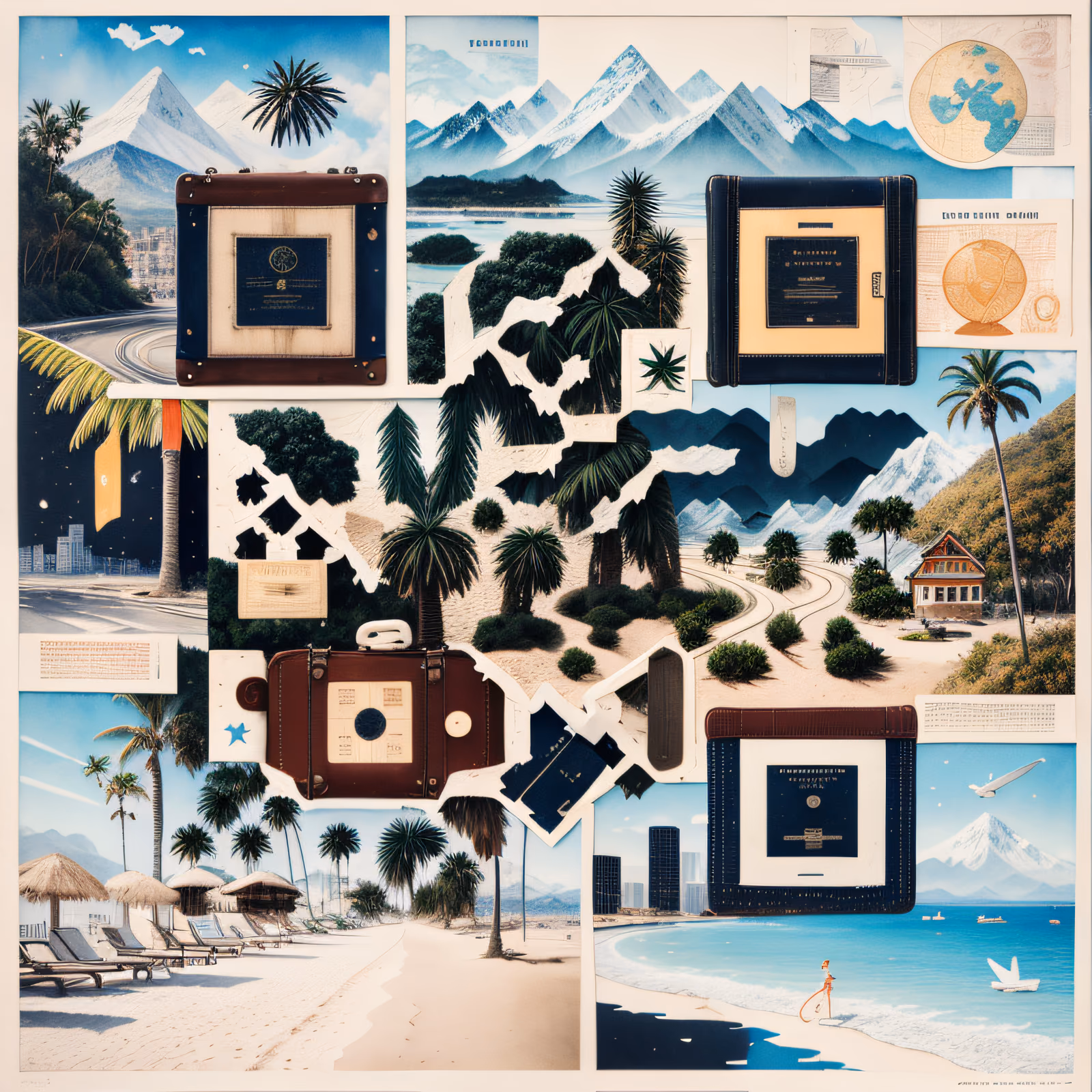 Travel Dreams Torn Paper Collage QR Code Art — image 1