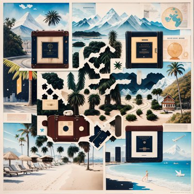 Travel Dreams Torn Paper Collage QR Code Art