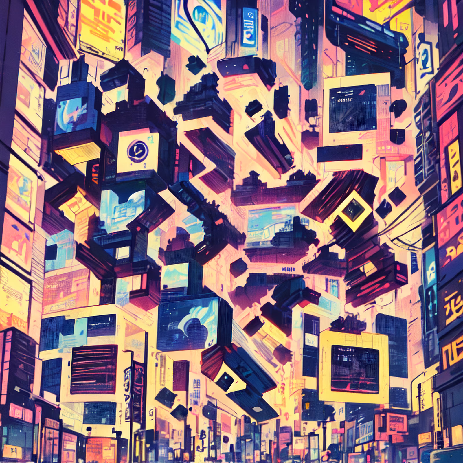 Neon Cyberpunk Cityscape Comic QR Code for Posters — image 1