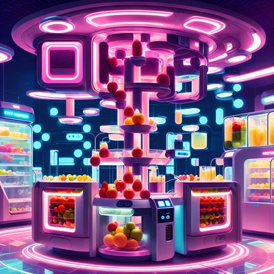 Retrofuturist Smoothie Bar Neon QR Code for Restaurant Menus