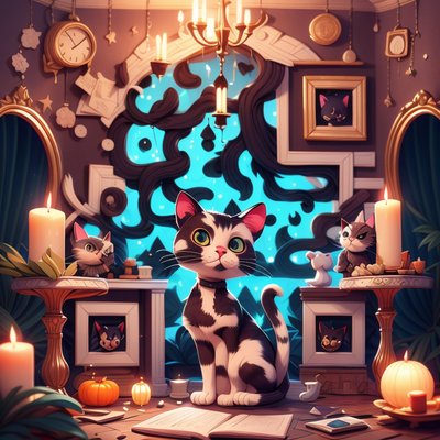 Witch's Cat Victorian Room QR Code for Posters