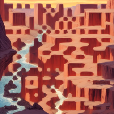 Red Rock Canyon River Matte QR Code Art — image 1