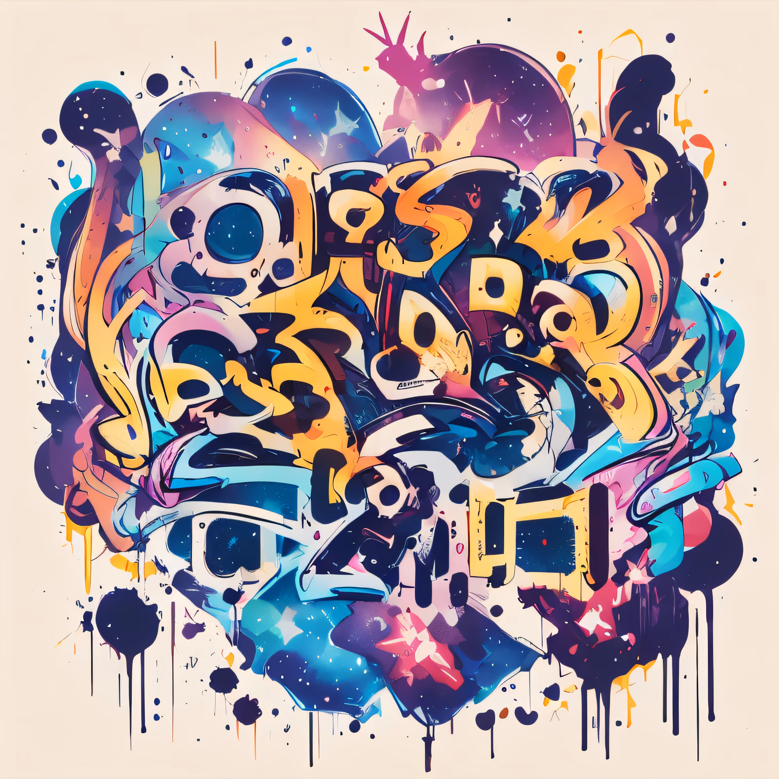 Cosmic Graffiti Lettering QR Code for Apparel — image 1