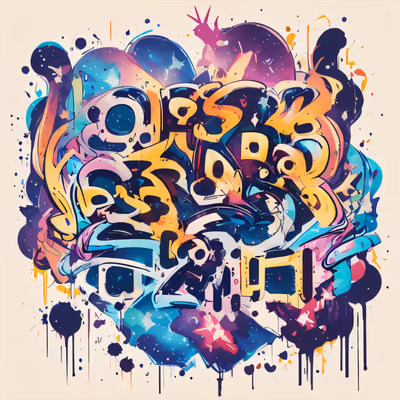 Cosmic Graffiti Lettering QR Code for Apparel — image 1