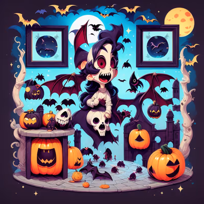 Cartoon Vampire Halloween QR Code for Posters — image 1