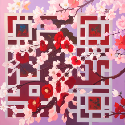 Cherry Blossom Branches Painterly QR Code Art — image 1