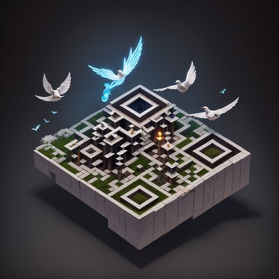 Изометрический диорамный храм ветра: QR-код