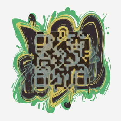 Green Graffiti Lettering Street Art QR Code for Stickers