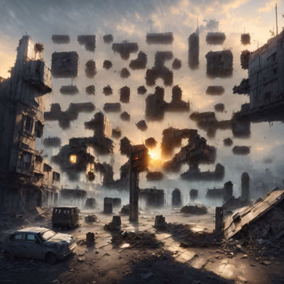 Ruined City Matte Painting Ruins QR Code for Posters — image 1