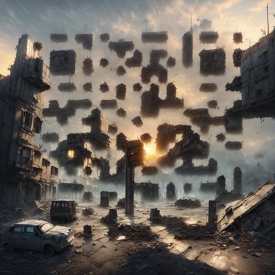 Ruined City Matte Painting Ruins QR Code for Posters