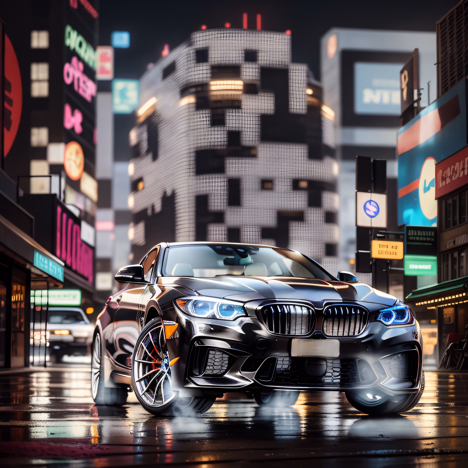 Cyberpunk Night Car Photorealistic QR Code for Posters — image 1